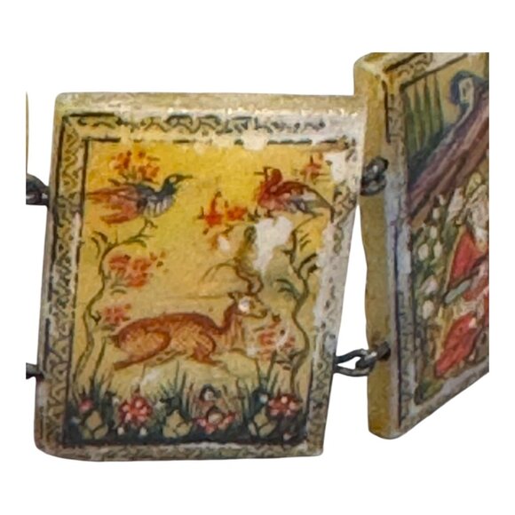 Sterling Silver & Mother of Pearl Hand Painted Panel Bracelet Birds Storyteller - Picture 12 of 16